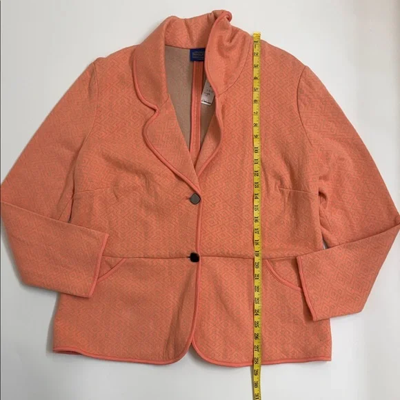 Pendleton 2X Plus Cotton Knit Coral Pink Structured Blazer Jacket NWT - Picture 5 of 7